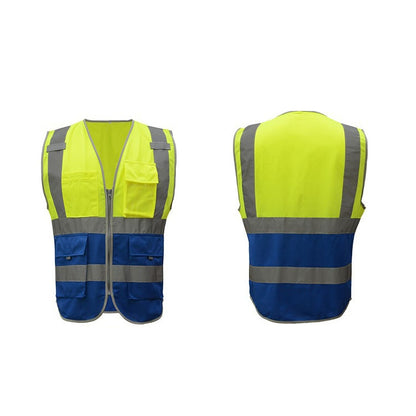 Multi-pockets Safety Vest Reflective Workwear Clothing, Size:M-Chest 112cm(Yellow Blue) - Reflective Safety Clothing by buy2fix | Online Shopping UK | buy2fix