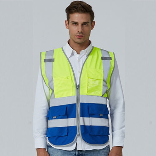 Multi-pockets Safety Vest Reflective Workwear Clothing, Size:XL-Chest 124cm(Yellow Blue) - Reflective Safety Clothing by buy2fix | Online Shopping UK | buy2fix