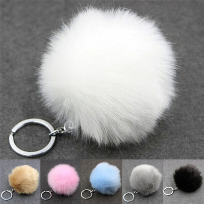 Simple Key Chain Fur Ball Pompon Keychain Pompom Artificial Rabbit Fur Animal Keychains for Woman Car Bag Key Rings(brown) - Key Rings by KOOROL | Online Shopping UK | buy2fix