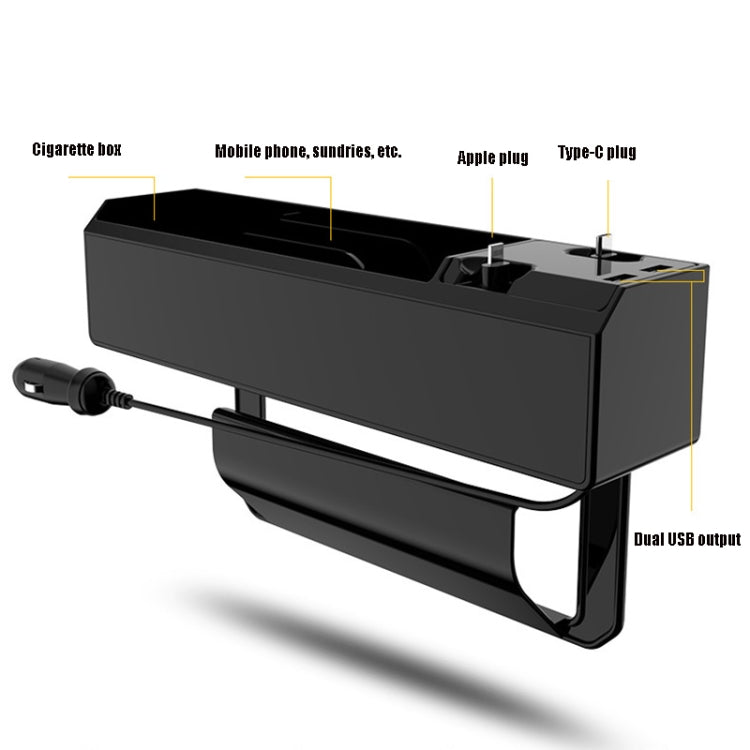 Car Seat Storage Box With Cable Car USB Charger, Style:2-wire + Storage Box - In Car by buy2fix | Online Shopping UK | buy2fix