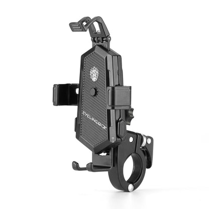Bicycle Mobile Phone Holder Can Rotate And Adjust Fixed Aluminum Alloy Bracket Automatic Grab Bracket, Style:Handlebar Installation(Black) - Holders by buy2fix | Online Shopping UK | buy2fix