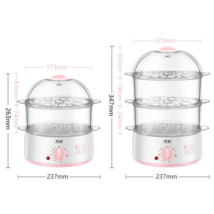 LINGRUI Timer Mini Multi-Function Egg Cooker Automatic Power Off Home Breakfast Machine, CN Plug, Specification:Double Layers(Grey) - Home & Garden by buy2fix | Online Shopping UK | buy2fix