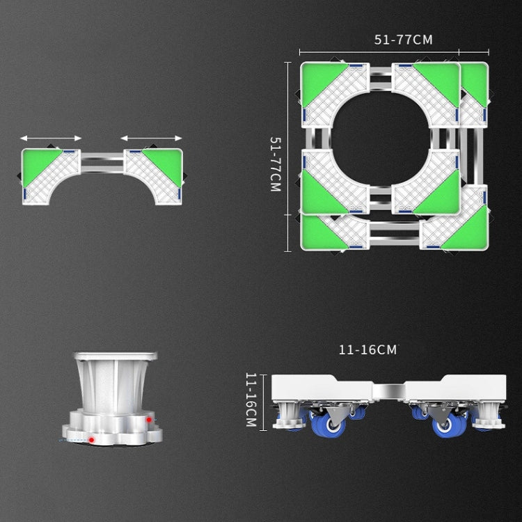 Double Tube 12 Feet Adjustable Stainless Steel Refrigerator Bracket Washing Machine Base Bracket - Home & Garden by buy2fix | Online Shopping UK | buy2fix