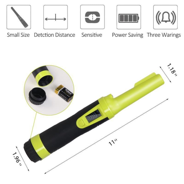 HS-10 Handheld Waterproof Metal Detector LCD Display Metal Positioning Rod(Fluorescent Green) - Consumer Electronics by buy2fix | Online Shopping UK | buy2fix