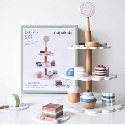 NUNUKIDS Wooden Cake Toy Afternoon Tea Children Pretend Play Toys Cake Tower - Pretend Play Toys by buy2fix | Online Shopping UK | buy2fix