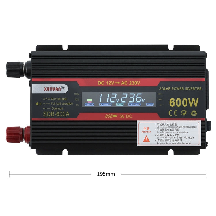 XUYUAN 600W Car Inverter LCD Display Converter, Specification: 12V to 110V -  by XUYUAN | Online Shopping UK | buy2fix