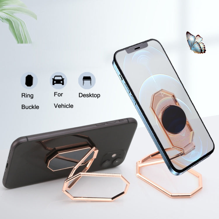 Folding And Sticking Zinc Alloy Mobile Phone Ring Holder Car Magnetic Ring Buckle(Rose Gold) - Ring Holder by buy2fix | Online Shopping UK | buy2fix