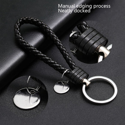 100 PCS Woven Leather Cord Keychain Car Pendant Leather Key Ring Baotou With Small Round Piece(Royal Blue) - Key Rings by buy2fix | Online Shopping UK | buy2fix