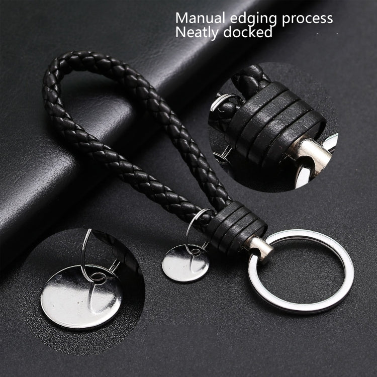 100 PCS Woven Leather Cord Keychain Car Pendant Leather Key Ring Baotou With Small Round Piece(Golden) - Key Rings by buy2fix | Online Shopping UK | buy2fix