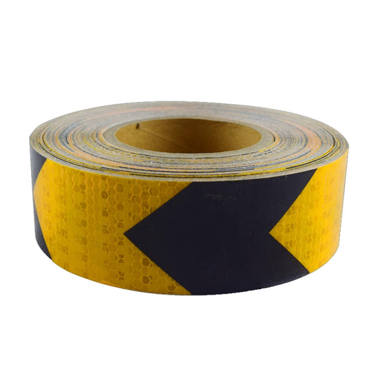 PVC Crystal Color Arrow Reflective Film Truck Honeycomb Guidelines Warning Tape Stickers 5cm x 25m(Yellow Black) - Reflective Material by buy2fix | Online Shopping UK | buy2fix