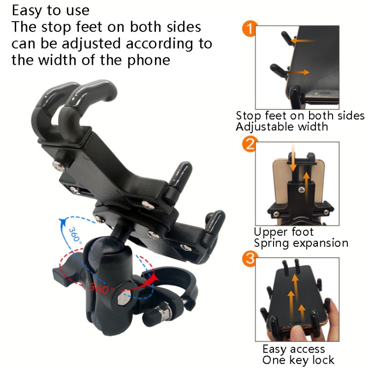 N-STAR NJN001 Motorcycle Bicycle Compatible Mobile Phone Bracket Aluminum Accessories Riding Equipment(With Crooked Ball Head) - Holders by N-STAR | Online Shopping UK | buy2fix