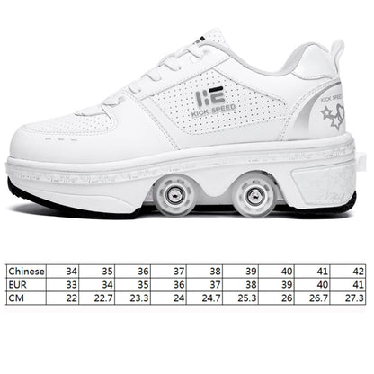 Two-Purpose Skating Shoes Deformation Shoes Double Row Rune Roller Skates Shoes, Size: 39(Low-top Without Light (White)) - Outdoor & Sports by buy2fix | Online Shopping UK | buy2fix