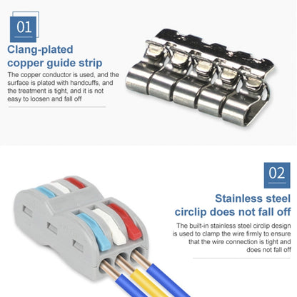 5pcs LT-3 3 In 3 Out Colorful Quick Line Terminal Multi-Function Dismantling Wire Connection Terminal - Connectors & Terminals by buy2fix | Online Shopping UK | buy2fix