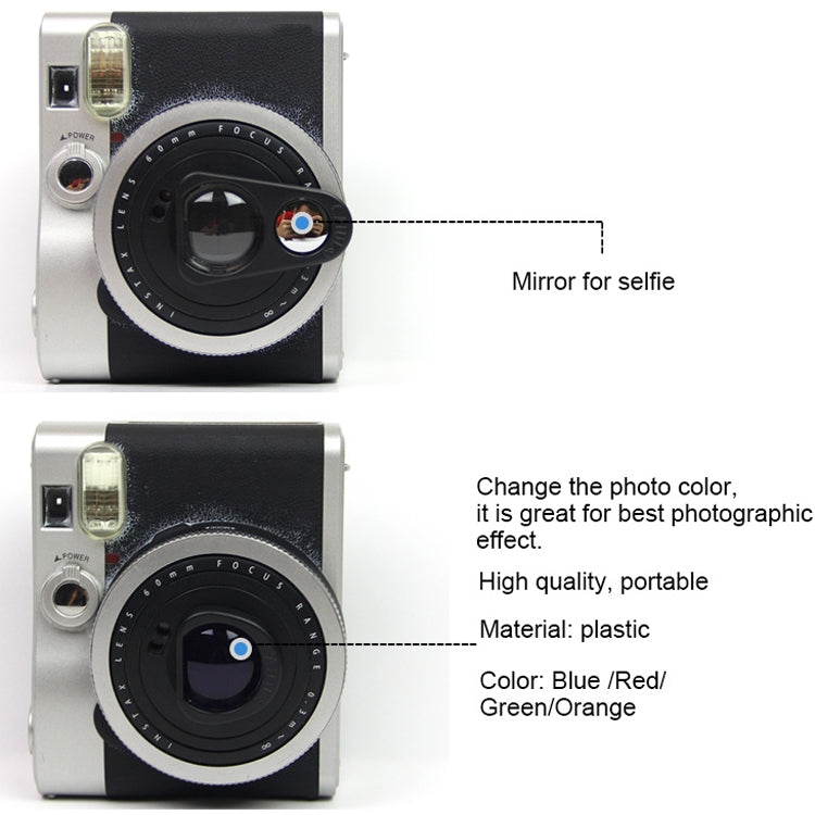2 Sets Close Up Lens Set with Selfie Portrait Mirror + Purple Color Filter Set For FUJIFILM Instax Mini 90 Camera( Selfie Mirror + Purple Filter Set) - Camera Accessories by buy2fix | Online Shopping UK | buy2fix