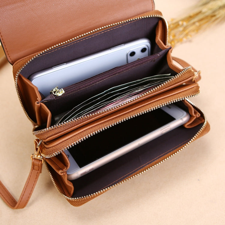Ladies Wallet Large Capacity Multi-Function Shoulder Bag(Brown) - Home & Garden by buy2fix | Online Shopping UK | buy2fix