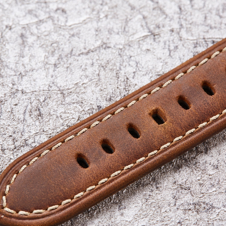 Quick Release Watch Band Crazy Horse Leather Retro Watch Band For Samsung Huawei,Size: 24mm  (Deep Brown Silver Buckle) - Watch Bands by buy2fix | Online Shopping UK | buy2fix