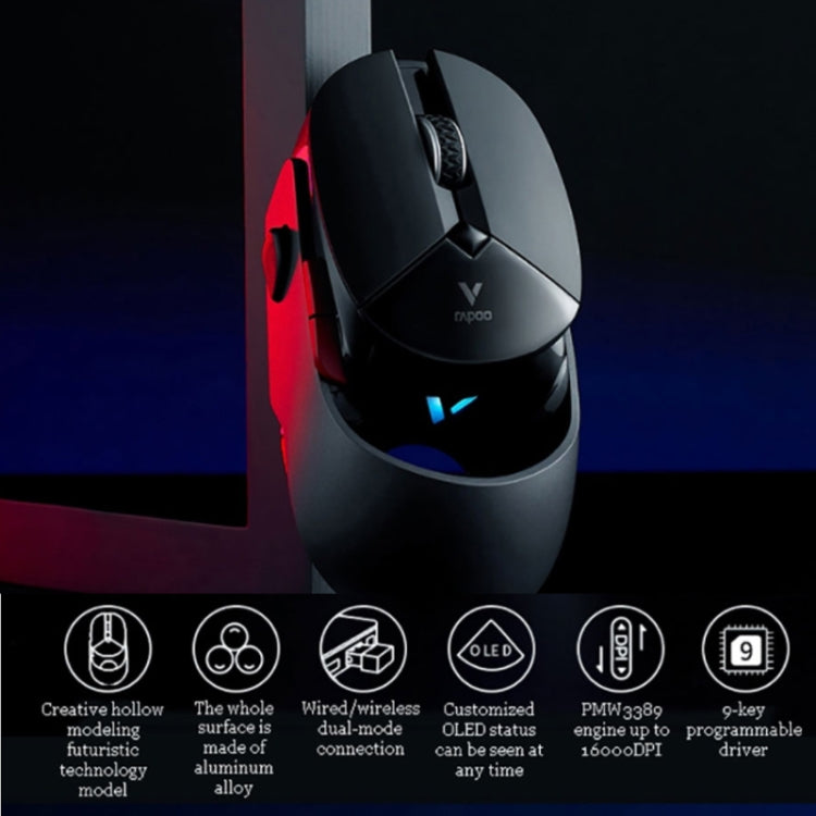 Rapoo VT960 1600 DPI 7 Keys Dual Mode Macro Programmable Symphony RGB Backlit Wireless Gaming Mouse(Black) - Wireless Mice by Rapoo | Online Shopping UK | buy2fix