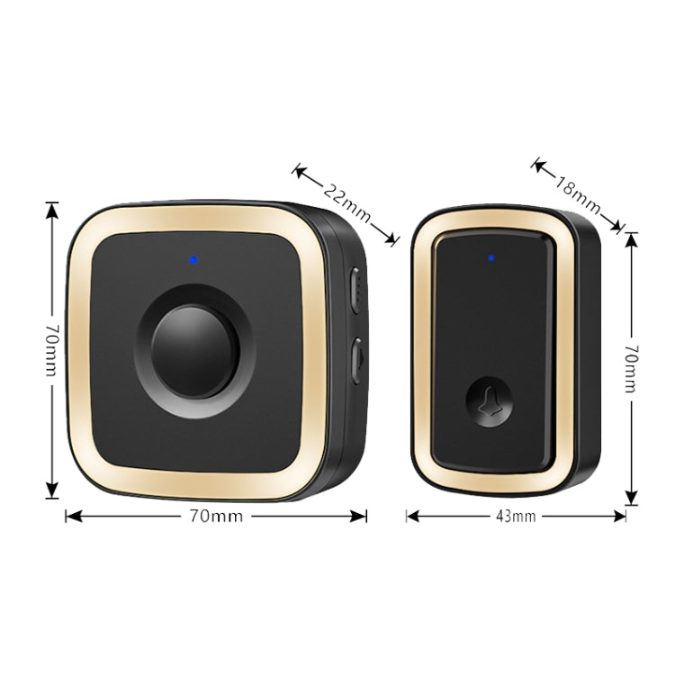 CACAZI A58 1 For 1 Smart Wireless Doorbell without Battery, Plug:EU Plug(Black Gold) - Wireless Doorbell by CACAZI | Online Shopping UK | buy2fix