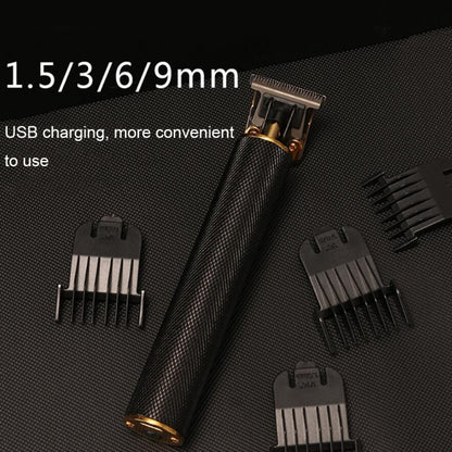 Hollow T-Shaped Steel Head Hair Trimmer USB Charging Carving Electric Hair Clipper, Color: Gold - Hair Trimmer by buy2fix | Online Shopping UK | buy2fix