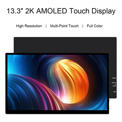 Waveshare 13.3 Inch 2K 2560×1440 HDMI/Type-C Display Interface AMOLED Touch Display(US Plug) - Modules Expansions Accessories by Waveshare | Online Shopping UK | buy2fix
