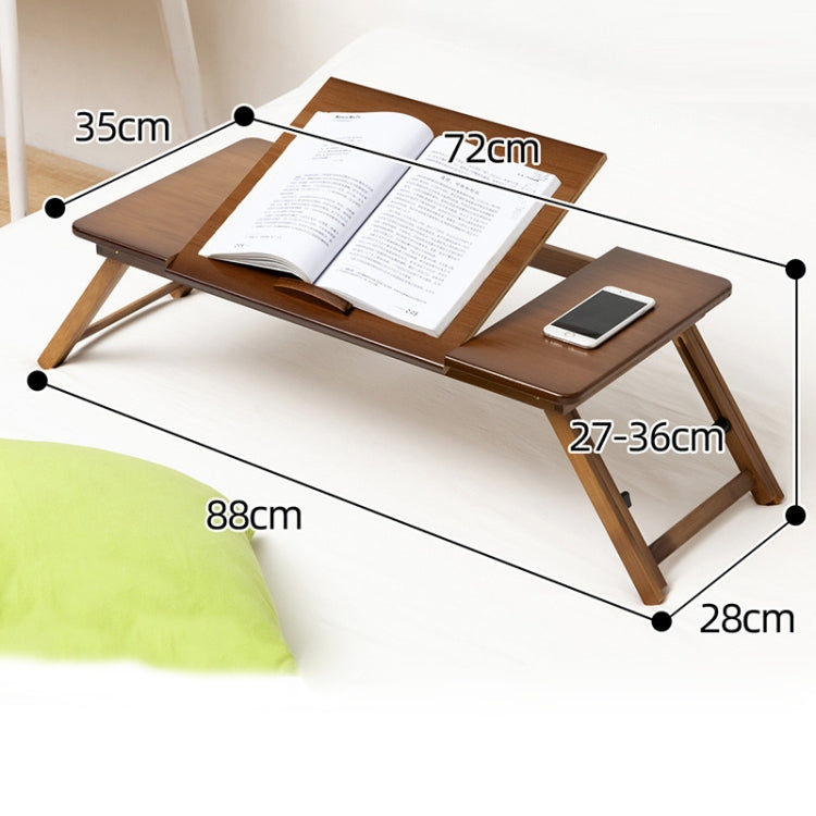 741ZDDNZ Bed Use Folding Height Adjustable Laptop Desk Dormitory Study Desk, Specification: Classic Tea Color 88cm Thick Bamboo - Computer & Networking by buy2fix | Online Shopping UK | buy2fix