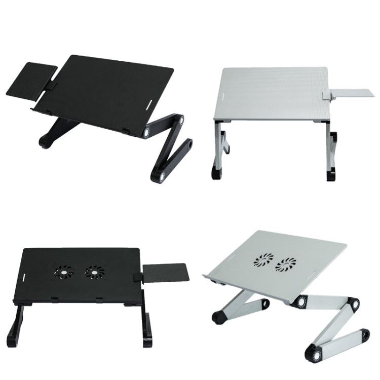 T8 Aluminum Alloy Folding & Lifting Laptop Desk Office Desk Heightening Bracket with Fan & Mouse Board (Silver) - Computer & Networking by buy2fix | Online Shopping UK | buy2fix