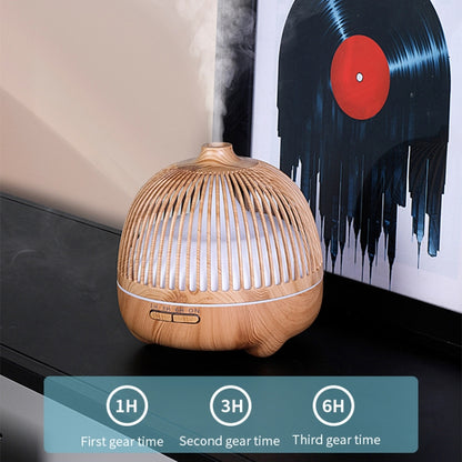 Bird Cage Wood Graphic Aromatherapy Machine Ultrasonic Smart Home Colorful Night Light Hollow Humidifier, Product specifications: EU Plug(Deep Wood Pattern) - Home & Garden by buy2fix | Online Shopping UK | buy2fix