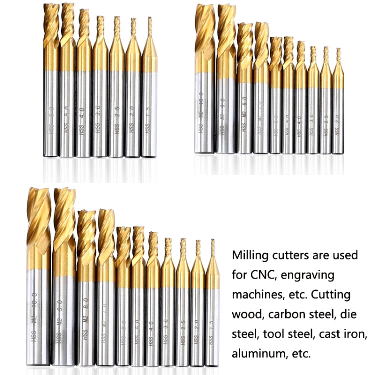 10 PCS/Set High-Speed Steel And Aluminum End Face Milling Cutter With Straight Shank Titanium-Plated Milling Cutter - Others by buy2fix | Online Shopping UK | buy2fix