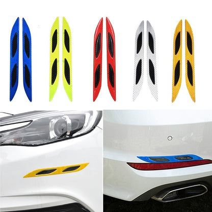 2 Sets Carbon Fiber Warning Sticker Car Anti-Collision Strip Leaf Plate Reflective Sticker Hood Light Eyebrow Anti-Collision Drops Sticker(4 PCS   (Bumper Blue)) - In Car by buy2fix | Online Shopping UK | buy2fix