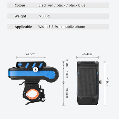 BG-2021 Bicycle Front Light 4 In 1 Mobile Phone Holder Horn Light Mountain Bike Front Light, Colour: 2400 MAH Black - Headlights by buy2fix | Online Shopping UK | buy2fix