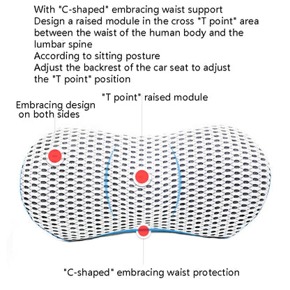 Car Supplies Lumbar Support Memory Foam Car Backrest Lumbar Cushion Seat Cushion Lumbar Pillow, Colour: Cationic Sky Lake Blue - In Car by buy2fix | Online Shopping UK | buy2fix