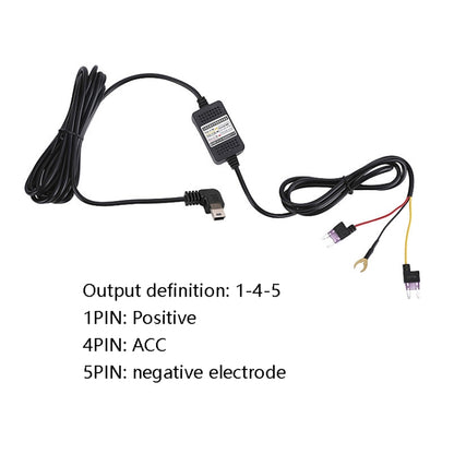 H516 Recording Step-down Line Shrinkage Video Car Charger Line Parking Monitoring Three-Core Power Cord, Model: Without Fuse(Mini Left Elbow) - In Car by buy2fix | Online Shopping UK | buy2fix