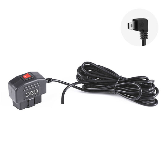 H508 OBD Car Charger Driving Recorder Power Cord 12/24V To 5V With Switch Low Pressure Protection Line, Specification: Mini Left Elbow - In Car by buy2fix | Online Shopping UK | buy2fix