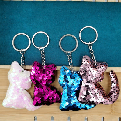 10 PCS PET Sequins Reflective Cat Keychain Bag Car Pendant, Colour: Red - In Car by buy2fix | Online Shopping UK | buy2fix