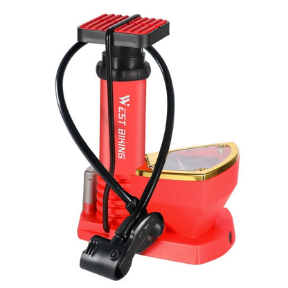 WEST BIKING Portable Mountain Bike Foot Pump With Barometer(118 Red) - Bicycle Locks & Bicycle Pumps by WEST BIKING | Online Shopping UK | buy2fix
