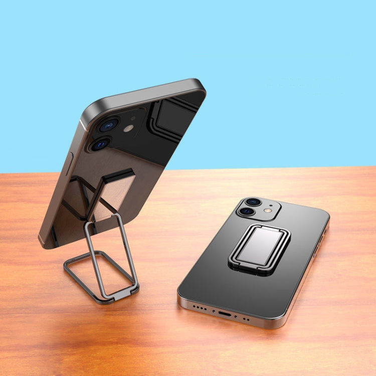 Square Folding Metal Holder Rotating Back Stick Desktop Phone Ring Holder(Black) - Ring Holder by buy2fix | Online Shopping UK | buy2fix