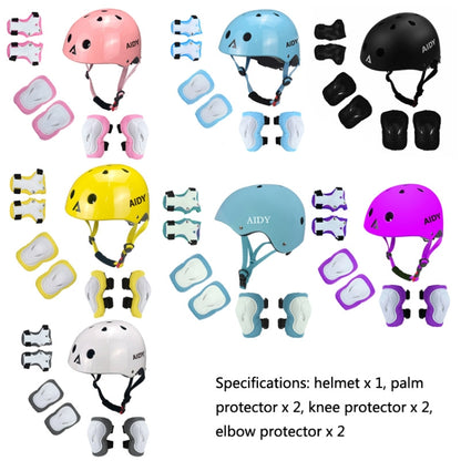 AIDY 7 In 1 Children Roller Skating Sports Protective Gear Set(Dumb Purple) - Protective Helmet & Masks by buy2fix | Online Shopping UK | buy2fix