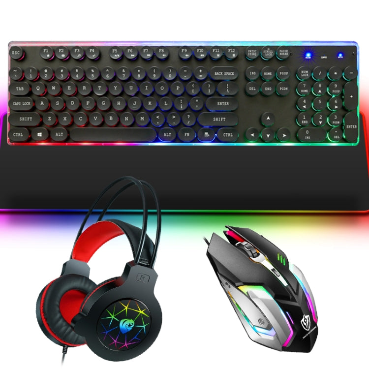 PANTSAN LD-145 4 in 1 Luminous Punk Gaming Keyboard + Mouse + Headphones + Mouse Pad Set(Black) - Wired Keyboard by PANTSAN | Online Shopping UK | buy2fix