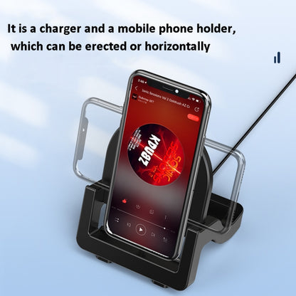 KH-18 15W Vertical Wireless Fast Charger with Phone Holder(Black) - Wireless Charger by buy2fix | Online Shopping UK | buy2fix