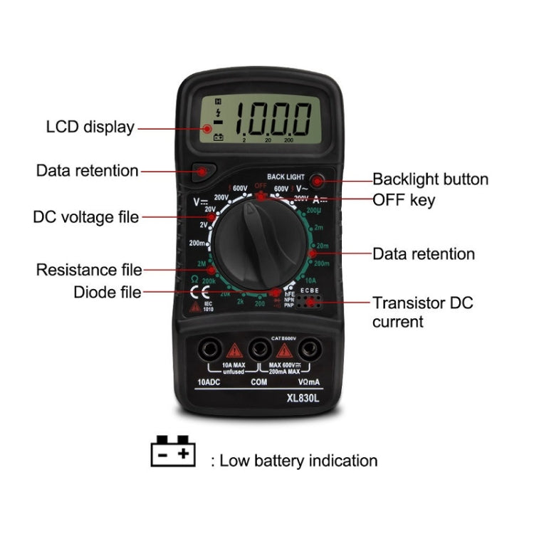 ANENG XL830L Multi-Function Digital Display High-Precision Digital Multimeter, Specification: Bubble Bag Packing(Orange) - Consumer Electronics by ANENG | Online Shopping UK | buy2fix