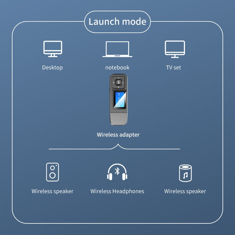 T12 Bluetooth 5.0 Receiver Transmitter With LCD Display Screen - Apple Accessories by buy2fix | Online Shopping UK | buy2fix