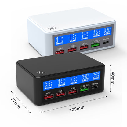 618 QC3.0 + PD20W + 3 x USB Ports Charger with Smart LCD Display, UK Plug  (Black) - Multifunction Charger by buy2fix | Online Shopping UK | buy2fix