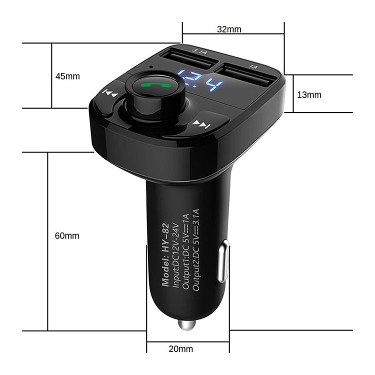 HY82 Car MP3 Bluetooth Receiver Dual USB Car Charger, Specification: Fast Charge Version - In Car by buy2fix | Online Shopping UK | buy2fix