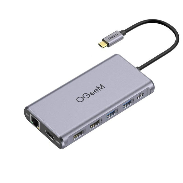 QGeeM 12 In 1 Triple Display 4K Type-C Extension HUB Adapter Support HDMI(QG-UH12-H) - USB HUB by QGeeM | Online Shopping UK | buy2fix