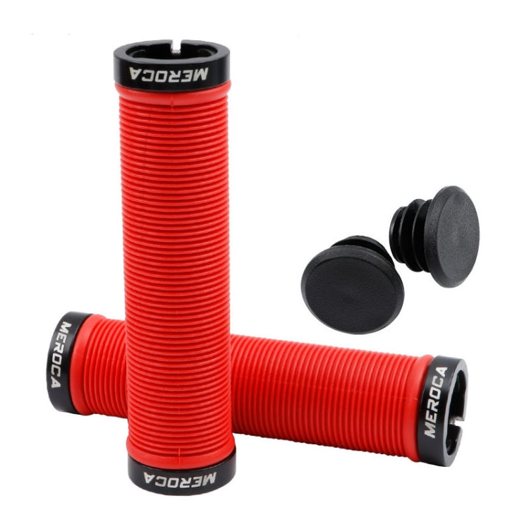 MEROCA Mountain Bike Anti-slip Shock Absorber Riding Grip Cover, Style: Bilateral Lock Thread ME15 Red - Bicycle Grips by MEROCA | Online Shopping UK | buy2fix