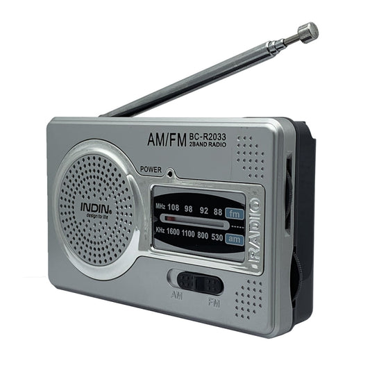BC-R2033  AM FM Radio Telescopic Antenna Full Band Portable Radio Receiver(Silver Gray) - Consumer Electronics by buy2fix | Online Shopping UK | buy2fix