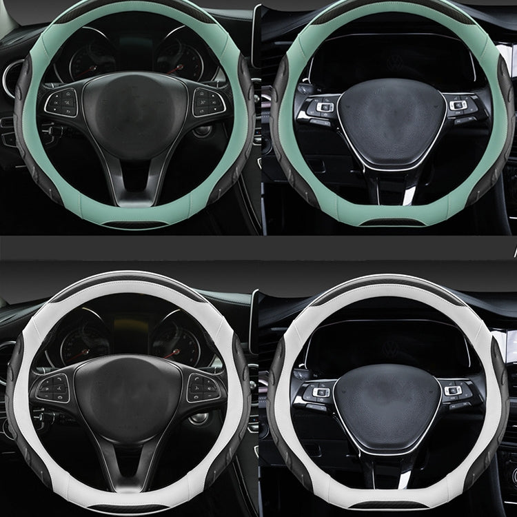 Leather Carbon Fiber Stitching Car Steering Wheel Set, Diameter: 38cm(Black Blue D Shape) - In Car by buy2fix | Online Shopping UK | buy2fix