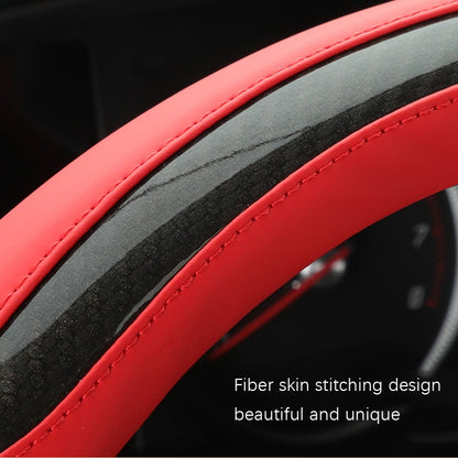 Leather Carbon Fiber Stitching Car Steering Wheel Set, Diameter: 38cm(Black Yellow Round) - In Car by buy2fix | Online Shopping UK | buy2fix