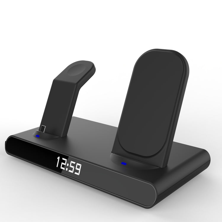 SY-011 15W Wireless Fast Charge Stand Clock Three-in-One Folding Wireless Charger(Black ) - Apple Accessories by buy2fix | Online Shopping UK | buy2fix