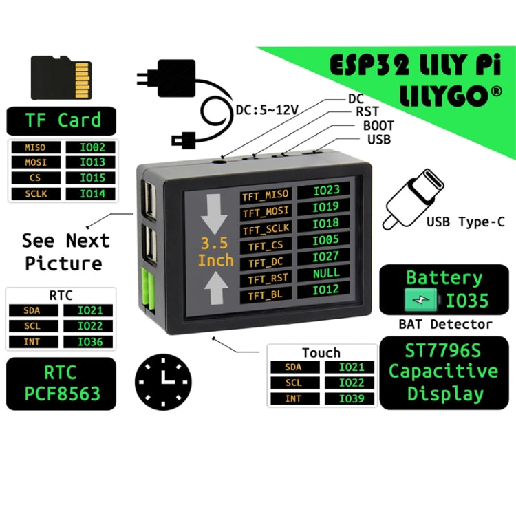 Lily Pi ESP32 Chip WiFi Bluetooth 3.5 Inch Capacitive Touch Screen 5V Relay USB Expansion Port(USB To TTL) - LCD & LED Display Module by LILY Pi | Online Shopping UK | buy2fix